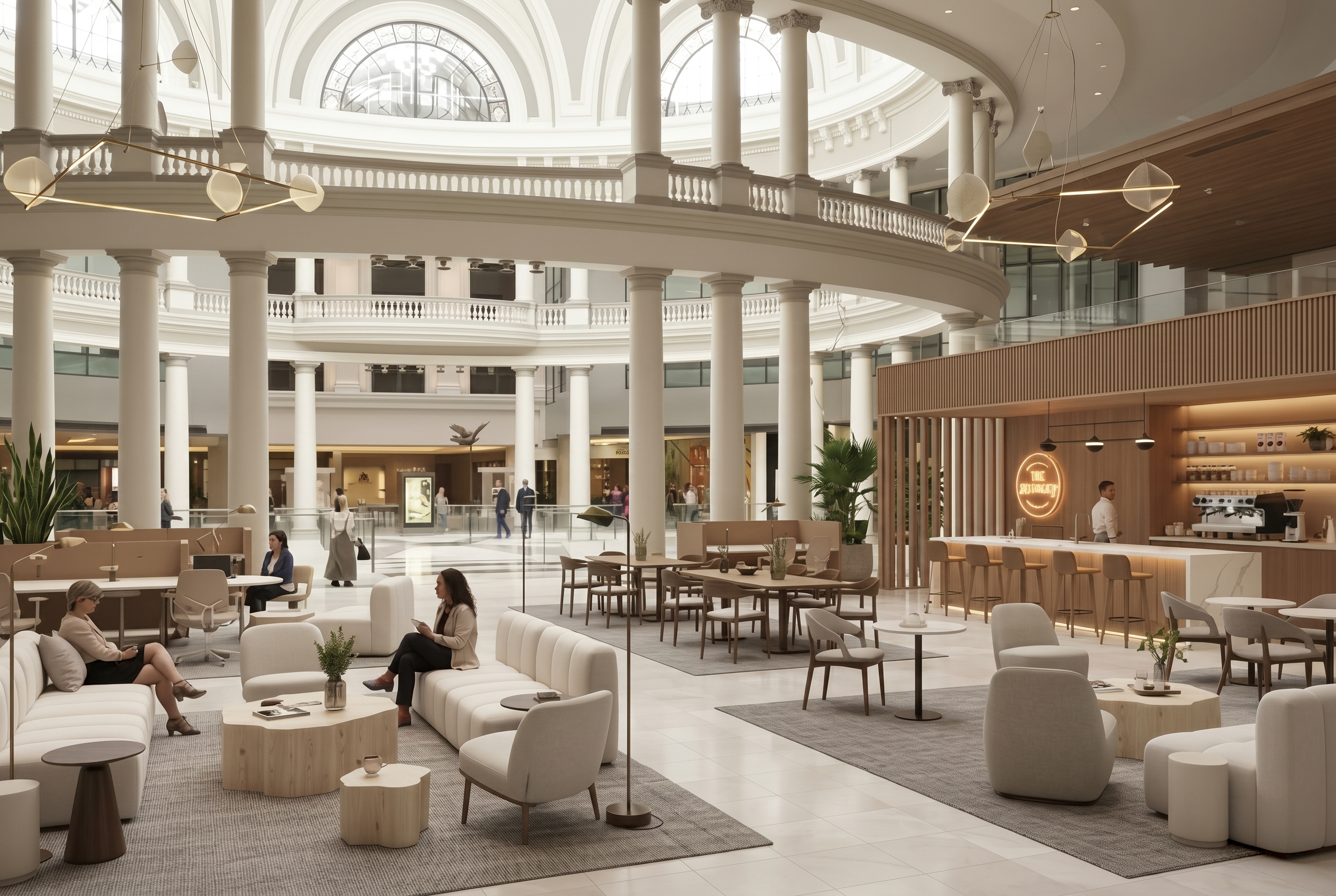 A rendering of a university quad area proposed for the San Francisco Centre.